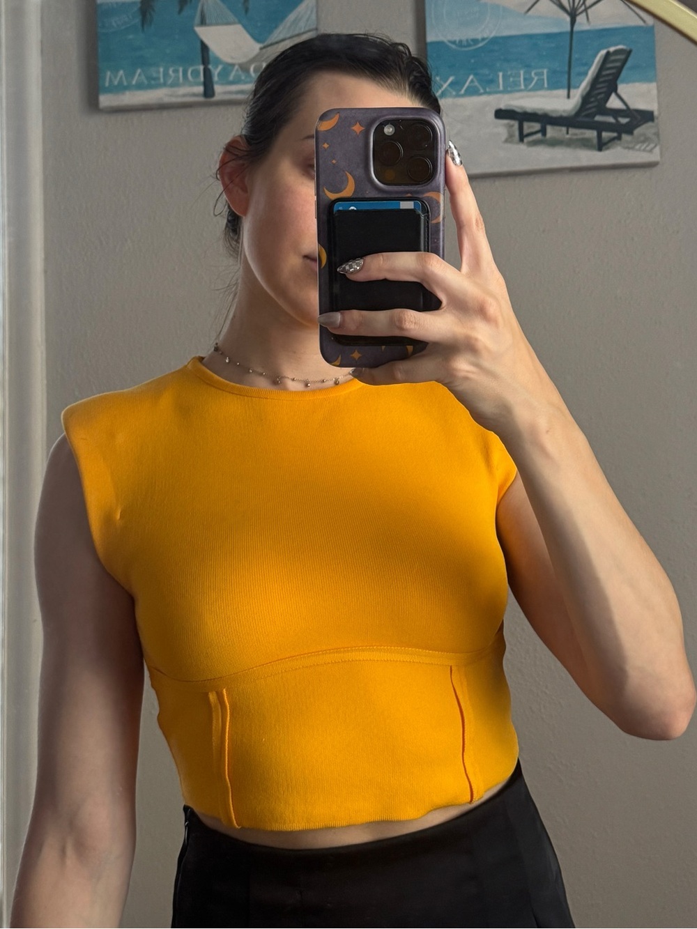 Mustard Yellow Sleeveless Crop Top
